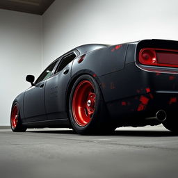 A lowered black rusty rat rod styled 2006 Dodge Charger, featuring riveted panels that accentuate its rugged look