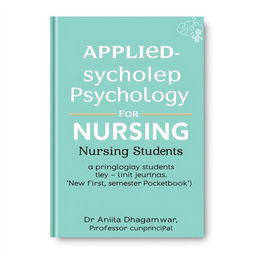 A stylish and informative book cover for 'Applied Psychology for Nursing Students: A Complete First-Semester Pocketbook', tailored for nursing students starting their academic journey