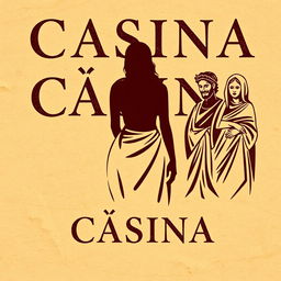 An ancient Greek comedy poster titled 'Cásina', featuring the title in a font that mimics ancient Greek letters