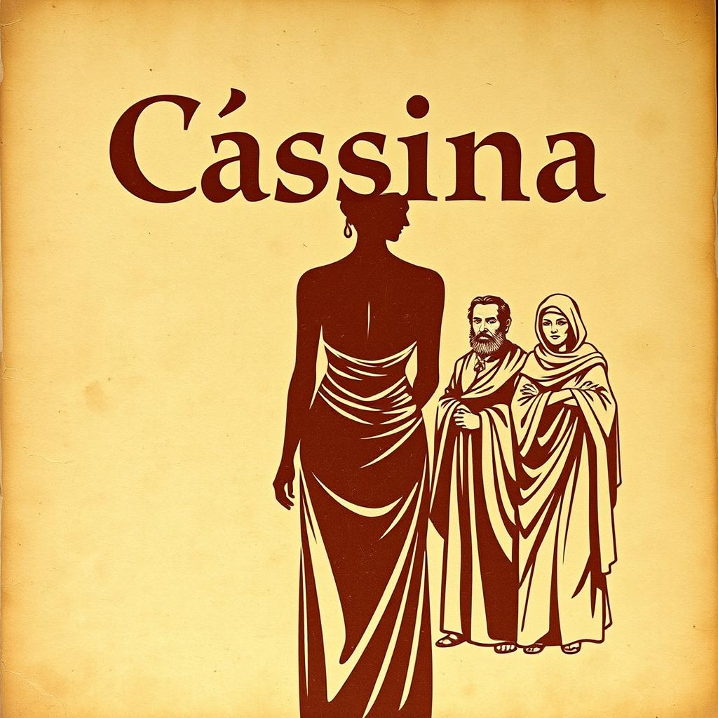 A vintage poster titled 'Cásina', featuring the title in a font that mimics ancient Greek lettering