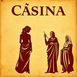 A vintage poster titled 'Cásina', featuring the title in a font that mimics ancient Greek lettering