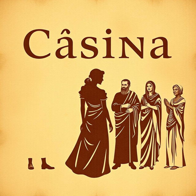 A vintage poster titled 'Cásina', featuring the title in a font that mimics ancient Greek lettering