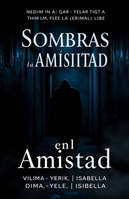 A dark and suspenseful book cover for the mystery novel titled "Sombras en la Amistad"