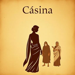 A poster titled 'Cásina', featuring the title in a font resembling ancient Greek letters