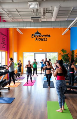 A vibrant and energizing fitness studio named 'Excelencia Fitness'
