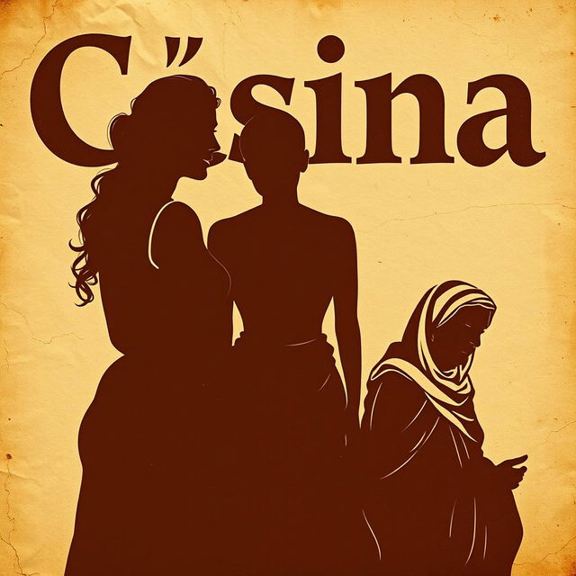 A vintage poster titled 'Cásina' depicted in an ancient Greek letter-style font