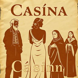 A vintage poster titled 'Cásina' depicted in an ancient Greek letter-style font