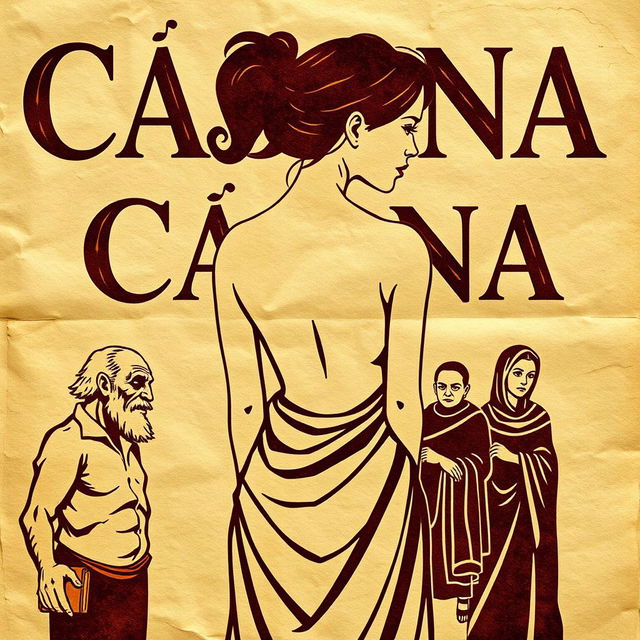 A poster titled 'Cásina', written in a font that mimics ancient Greek letters