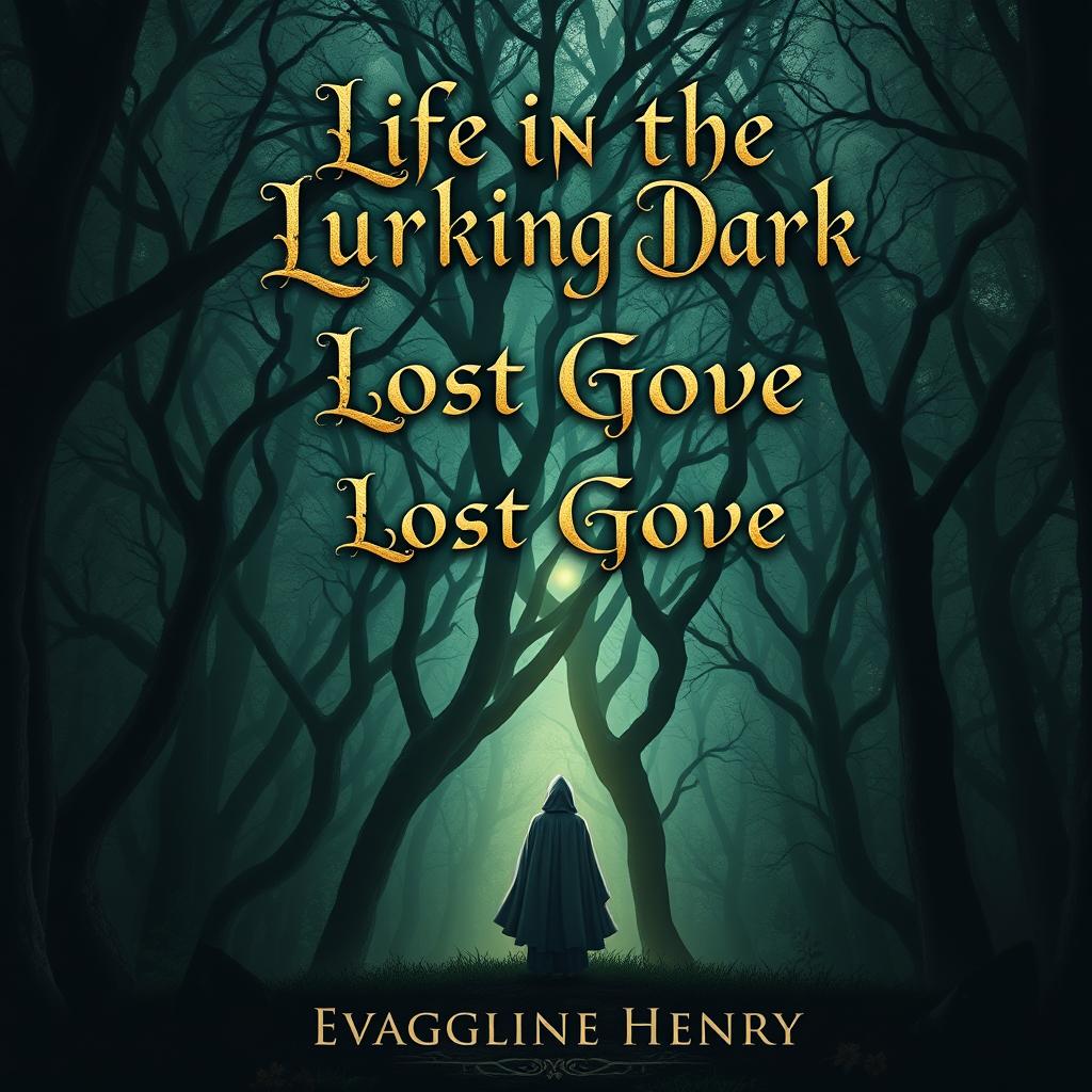 An enchanting book cover design for 'Life in the Lurking Dark: Lost Grove' by Evangeline Henry