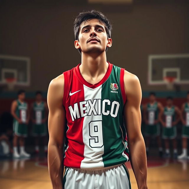 A powerful and emotional portrayal of a Mexican basketball player in a moment of vulnerability