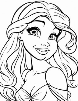 Ariel from The Little Mermaid coloring page for children with bold simple lines.