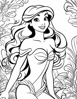 Ariel from The Little Mermaid coloring page for children with bold simple lines.