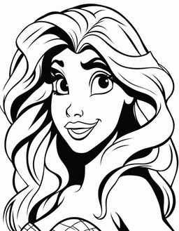 Ariel from The Little Mermaid coloring page for children with bold simple lines.