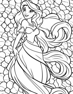 Ariel from The Little Mermaid coloring page for children with bold simple lines and fish scales.