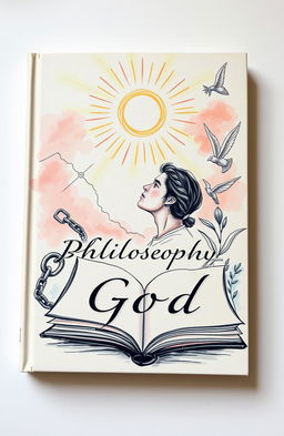 A hand-drawn book cover design that captures the essence of philosophy and God