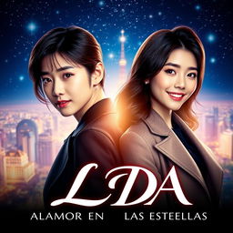 A captivating movie poster for a film titled 'LDA: Alamor en la Ciudad de las Estrellas'