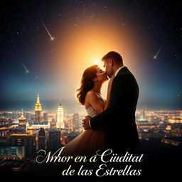 A stunning movie poster for a film titled 'Amor en la Ciudad de las Estrellas'