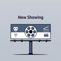 A clean and minimalist pictogram design for a cinema billboard