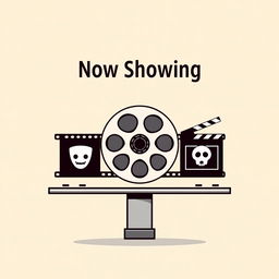 A clean and minimalist pictogram design for a cinema billboard