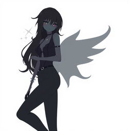 A tall, cool anime girl depicted as a shadow person, embodying an alluring and seductive presence