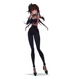 A tall, cool anime girl depicted as a shadow person, embodying an alluring and seductive presence