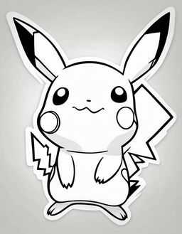 Minimalist Pokemon coloring page featuring Pikachu with bold outlines and no background.