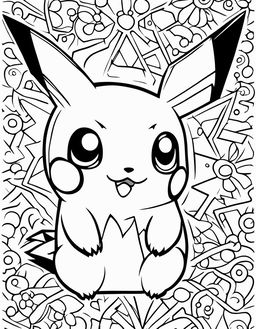 A simple Pokémon coloring book page featuring Pikachu with bold outlines and blank spaces for color.