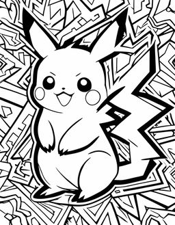 A simple Pokémon coloring book page featuring Pikachu with bold outlines and blank spaces for color.