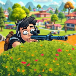 A comedic portrayal of a Fortnite character dramatically losing a sniper battle, with a shocked expression on their face