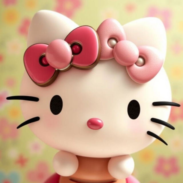 A cute rendition of Hello Kitty featuring a stylish piercing, maintaining her classic charm with the iconic bow