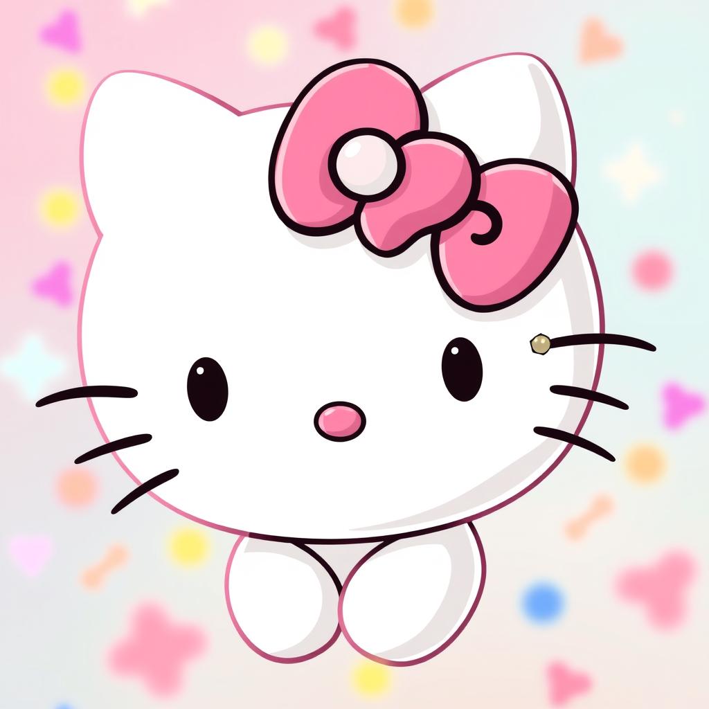 A cute rendition of Hello Kitty featuring a stylish piercing, maintaining her classic charm with the iconic bow