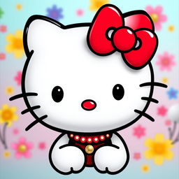 A cute rendition of Hello Kitty featuring a stylish piercing, maintaining her classic charm with the iconic bow