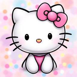 A charming depiction of Hello Kitty featuring artistic nose adornment, showcasing a small decorative design that complements her classic look