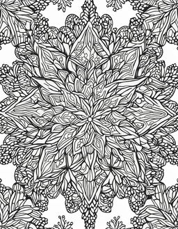 Coloring page featuring a detailed snowflake design.