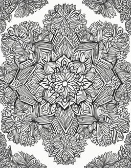 Coloring page featuring a detailed snowflake design.