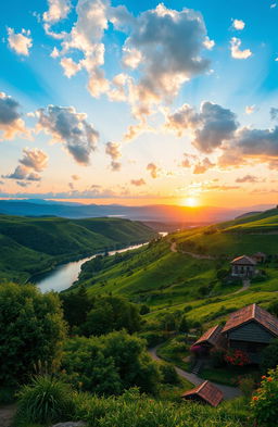 A stunning, picturesque landscape showcasing the journey from Baseerat to Basarat
