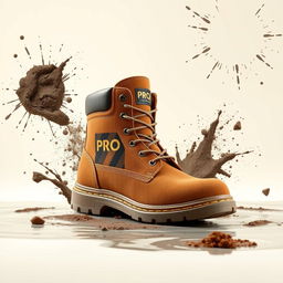 A short light brown suede safety boot featuring a stylish gold and black stripe with the word 'PROG' prominently displayed