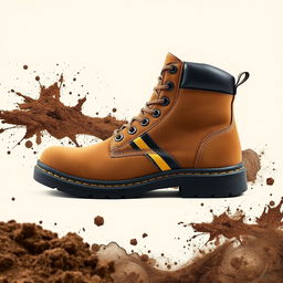 A short light brown suede safety boot for men featuring a stylish gold and black stripe with the word 'PROG' prominently displayed