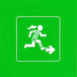 An eye-catching emergency exit pictogram that harmoniously combines Asian and Peruvian artistic styles