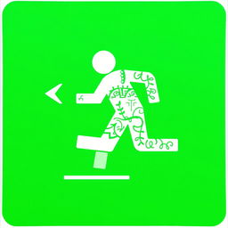An eye-catching emergency exit pictogram that harmoniously combines Asian and Peruvian artistic styles