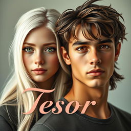 The front cover of 'Tesoro' features a light-skinned girl with long, flowing platinum hair, vibrant green eyes, and a charming sprinkle of freckles