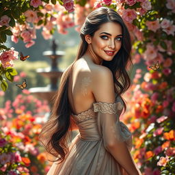 A stunning portrait of a woman named Diana, characterized by long, flowing dark hair and striking blue eyes