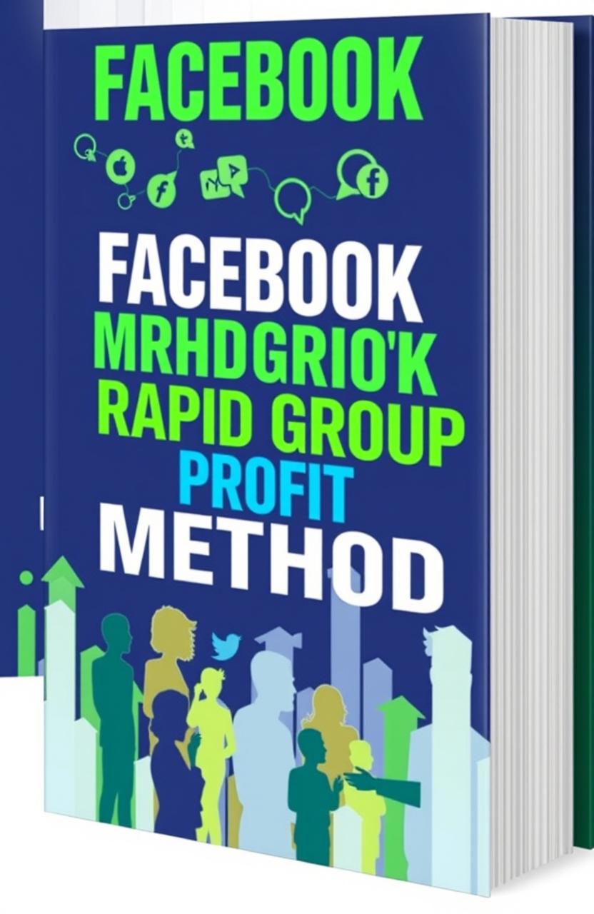 A captivating book cover for 'Facebook Rapid Group Profit Method'