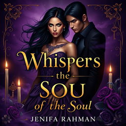 A dark fantasy romance book cover featuring a mysterious, enchanting atmosphere