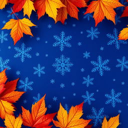 An artistic representation of blue snowflakes on a rich blue background, showcasing intricate patterns of the snowflakes