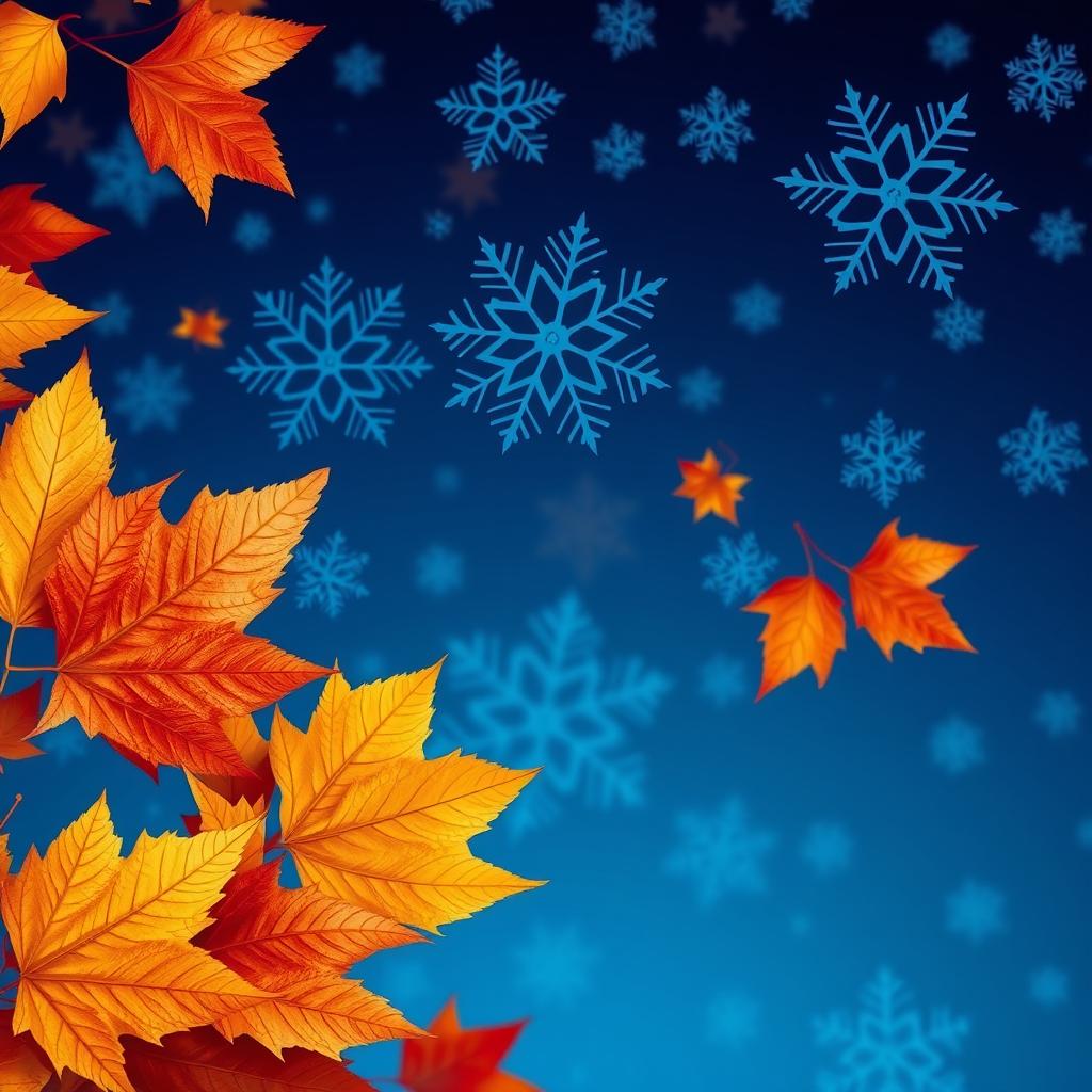 An artistic representation of blue snowflakes on a rich blue background, showcasing intricate patterns of the snowflakes