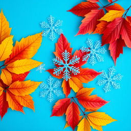 a beautiful arrangement of blue snowflakes delicately placed on a vibrant blue background