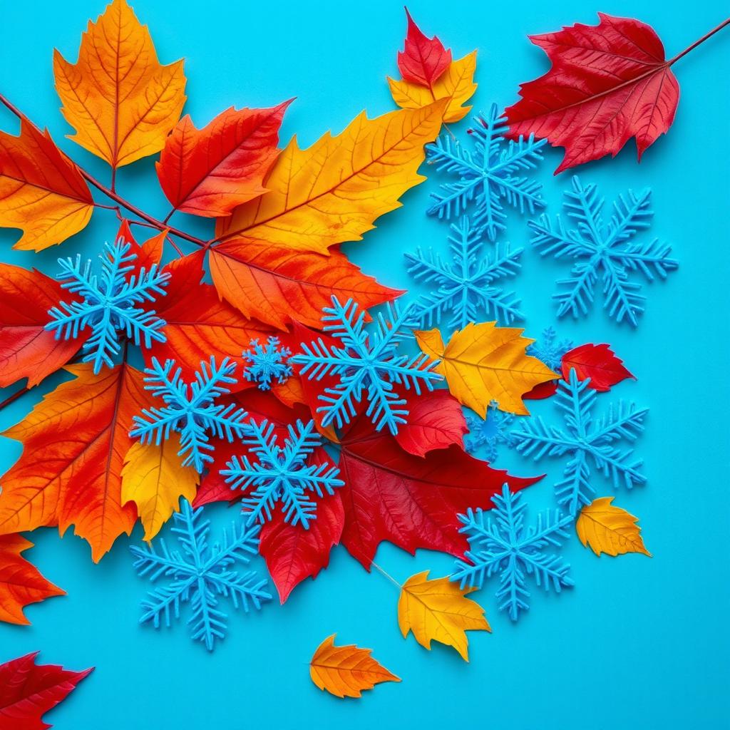 a beautiful arrangement of blue snowflakes delicately placed on a vibrant blue background