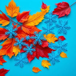 a beautiful arrangement of blue snowflakes delicately placed on a vibrant blue background