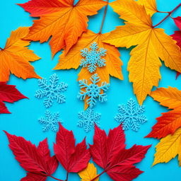 a beautiful arrangement of blue snowflakes delicately placed on a vibrant blue background